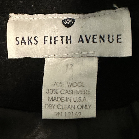 Saks Fifth Avenue Women 12 Blazer Wool Cashmere Single Button Lined Black VTG - Picture 5 of 7